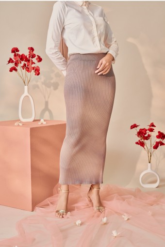 Pencil Skirt In Greyish Green