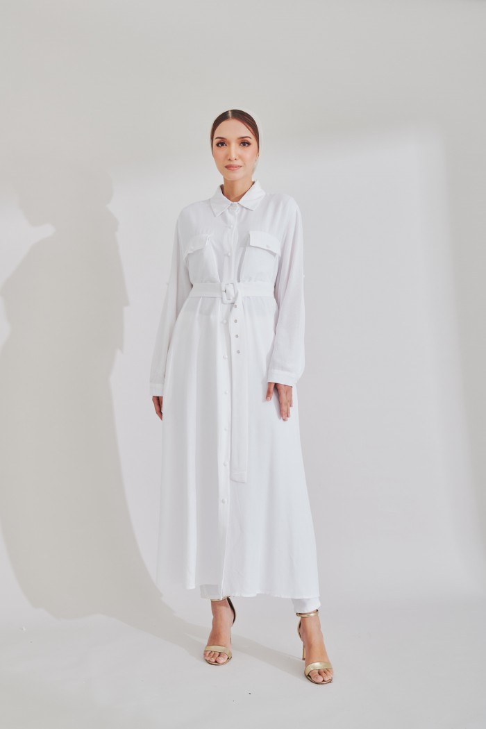 Kaira Long Top In White