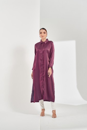 Mimosa Long Top In Red Plum