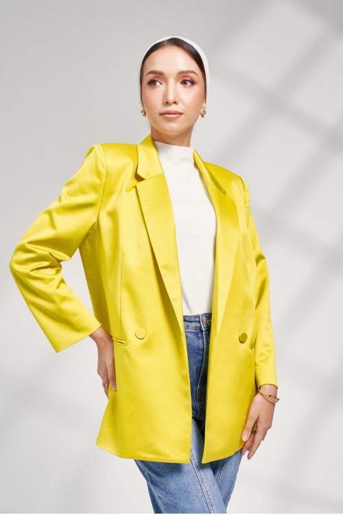 Quinn Blazer In Lime Yellow