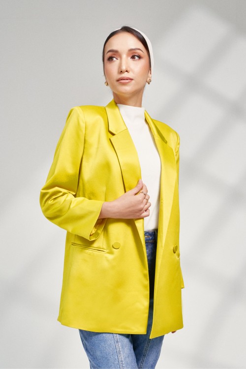 Quinn Blazer In Lime Yellow