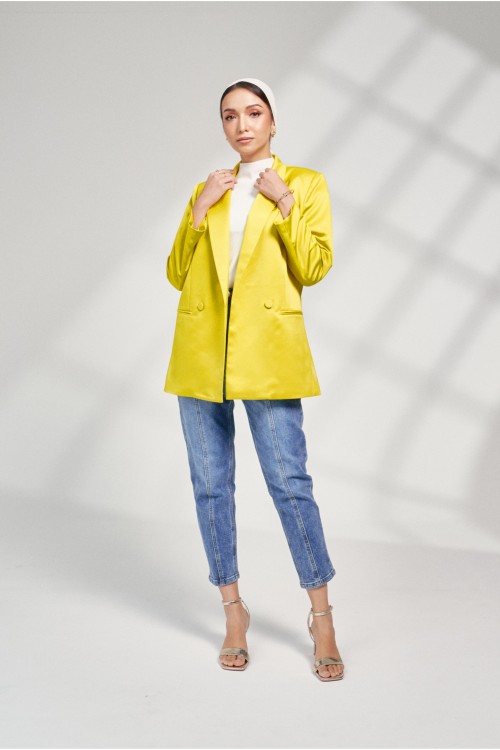 Quinn Blazer In Lime Yellow