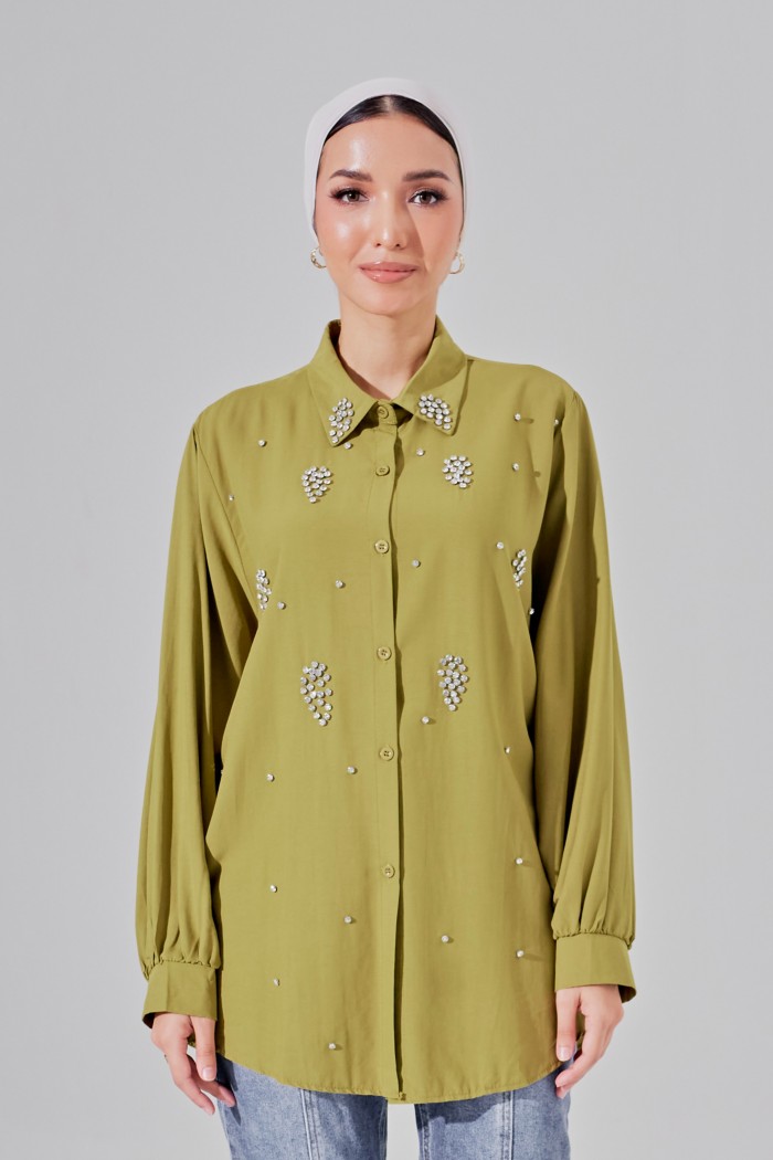 Serina Top In Moss Green