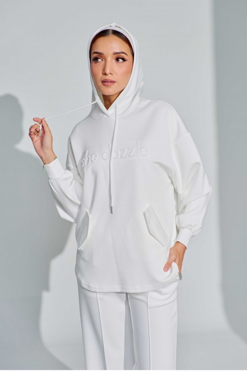 Ae-ri Pullover Hoodie Set In Off White