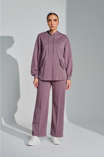Ae-ri Pullover Hoodie Set In Faded Purple