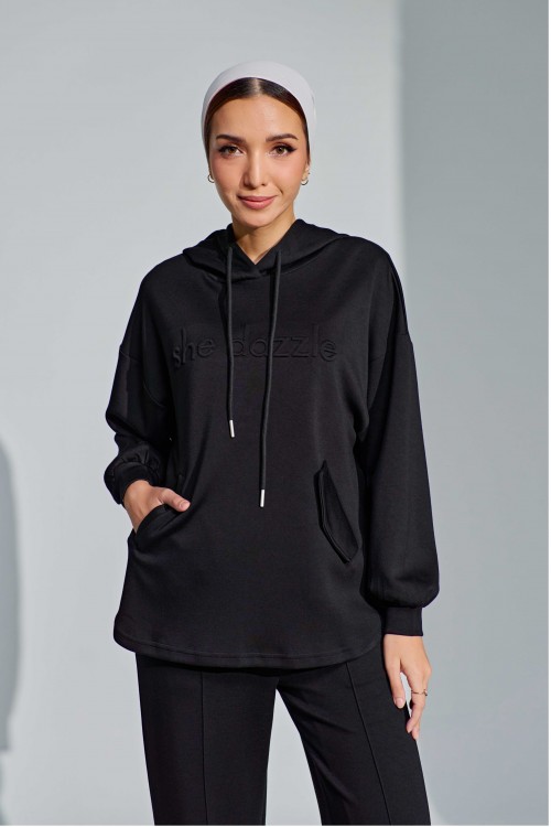 Ae-ri Pullover Hoodie Set In Black