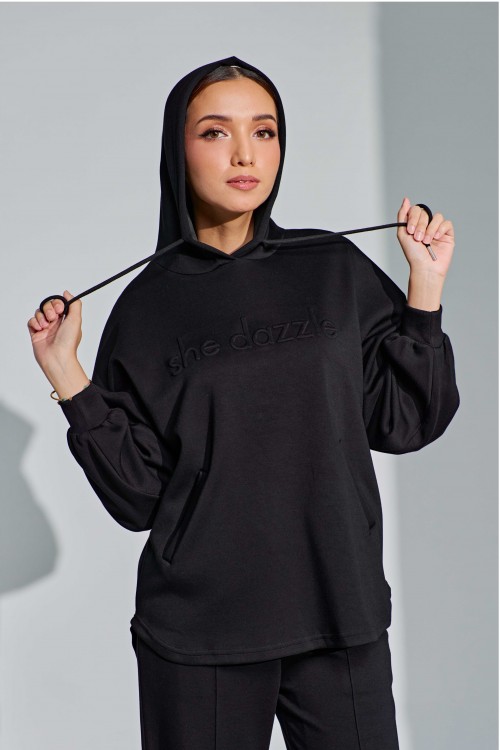 Ae-ri Pullover Hoodie Set In Black