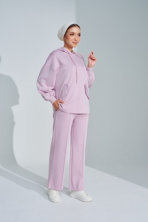 Ae-ri Pullover Hoodie Set In Baby Purple