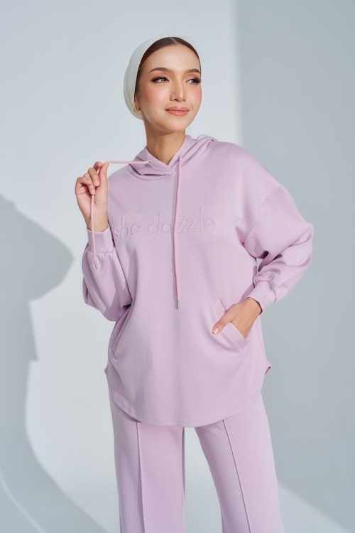 Ae-ri Pullover Hoodie Set In Baby Purple