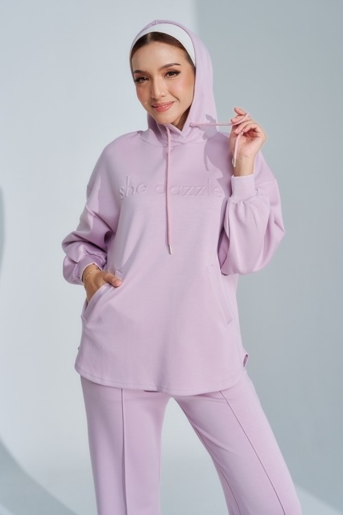 Ae-ri Pullover Hoodie Set In Baby Purple