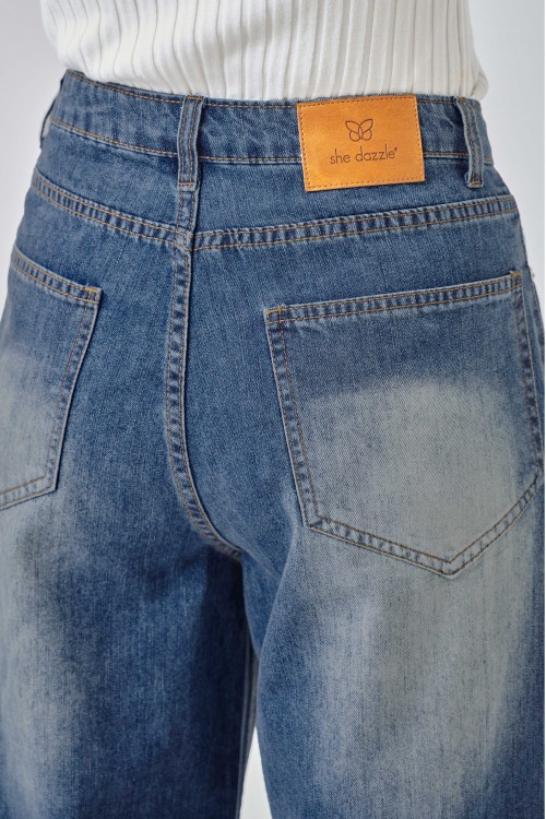 Gigi Denim Pants In Sandwash Blue