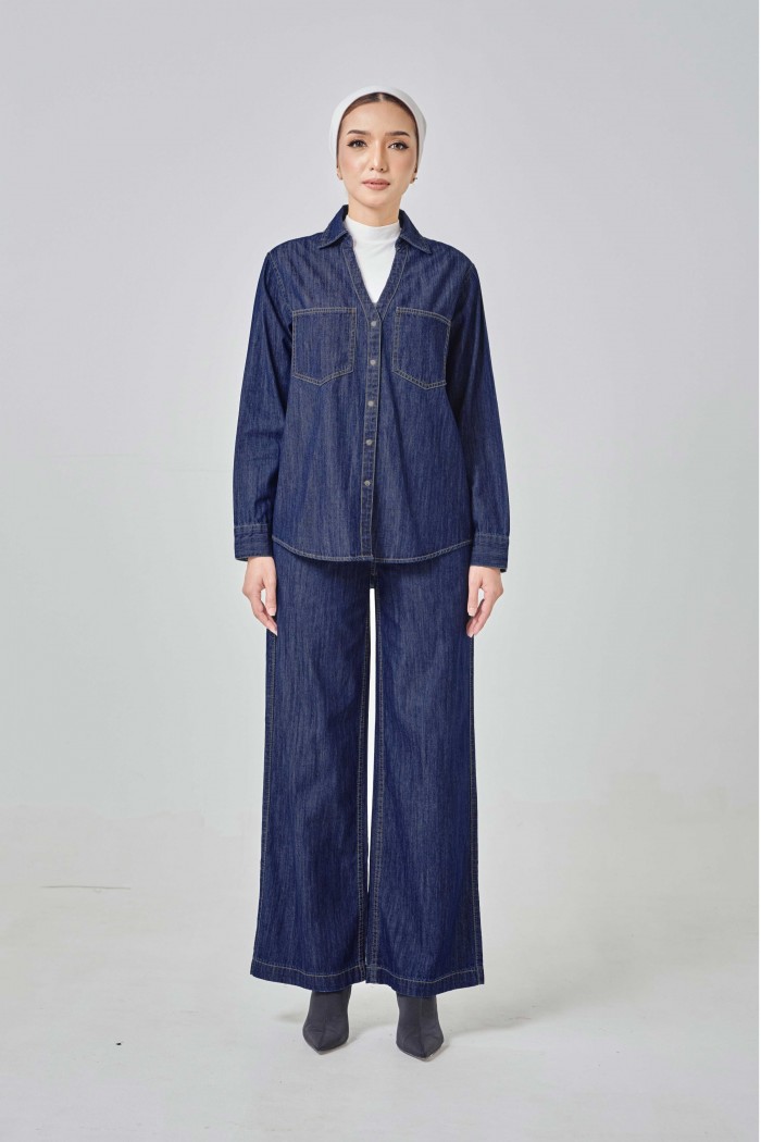 Hailey Denim Set In Dark Blue