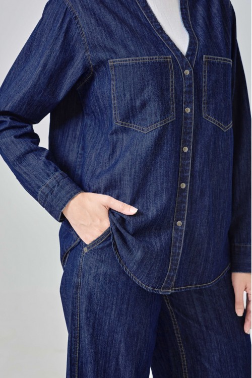 Hailey Denim Set In Dark Blue