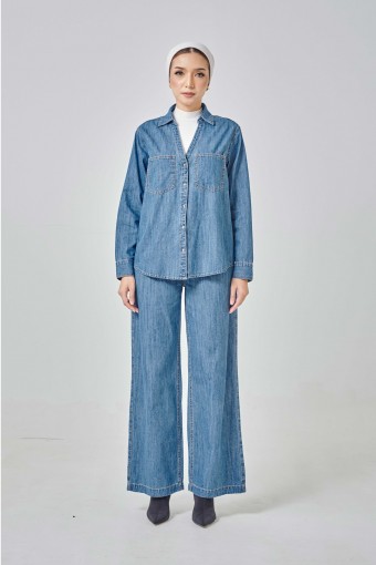 Hailey Denim Set In Light Blue