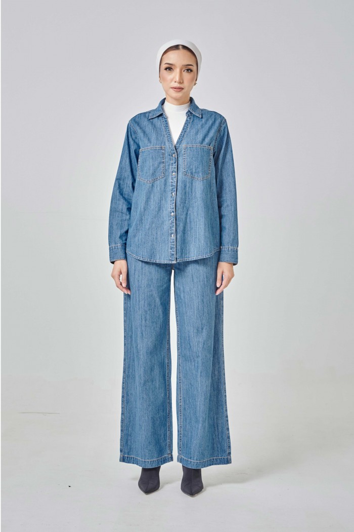 Hailey Denim Set In Light Blue