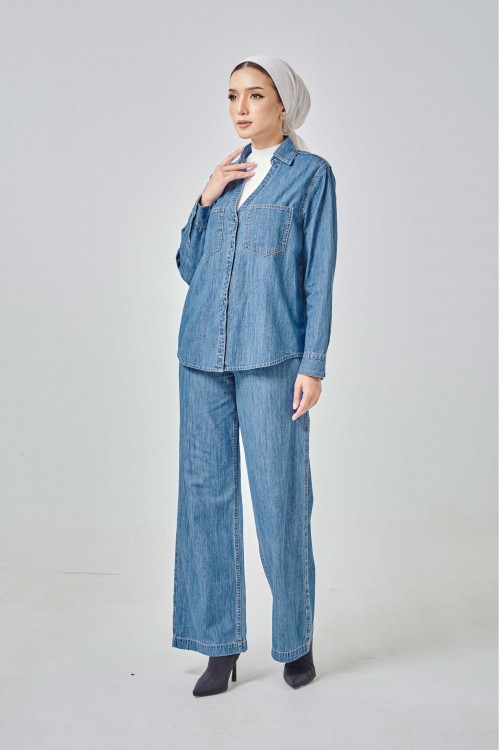 Hailey Denim Set In Light Blue
