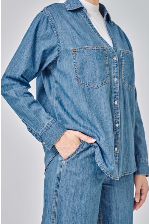 Hailey Denim Set In Light Blue