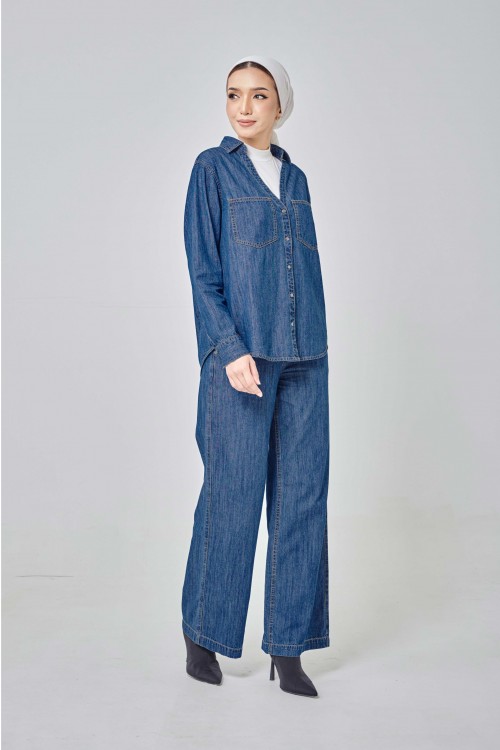 Hailey Denim Set In Medium Blue