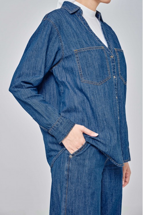 Hailey Denim Set In Medium Blue