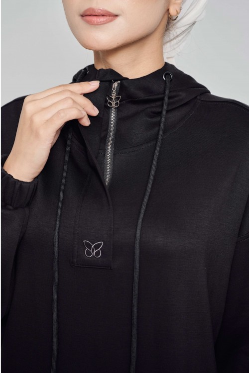 Youna Pullover With Skirt In Ebony Black