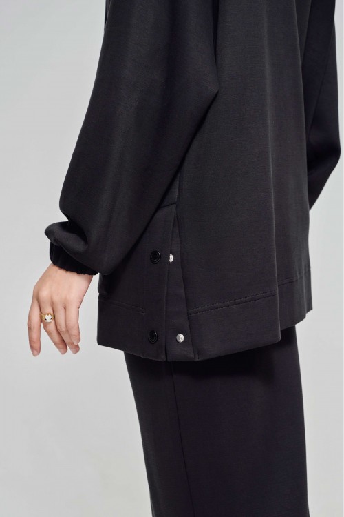 Youna Pullover With Skirt In Ebony Black