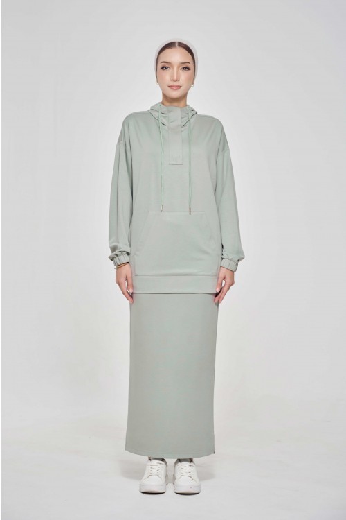 Youna Pullover With Skirt In Forest Sage