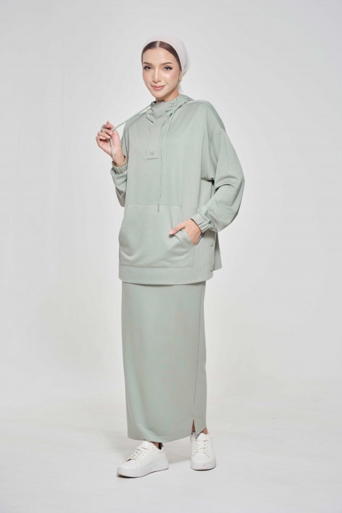 Youna Pullover With Skirt In Forest Sage