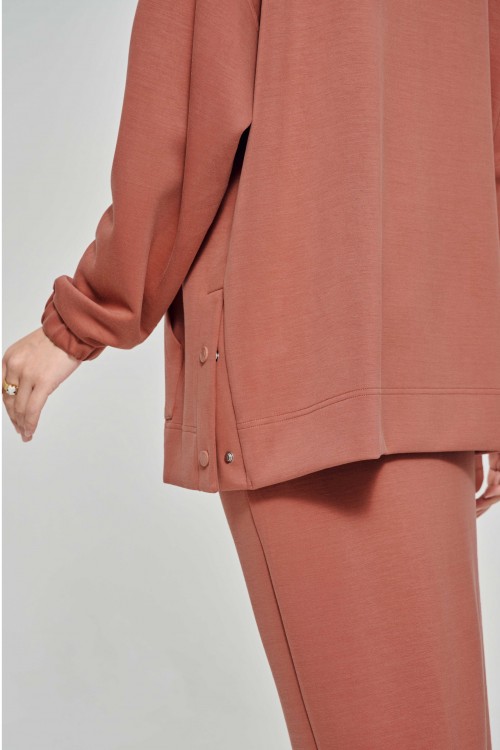Youna Pullover With Skirt In Reddish Brown