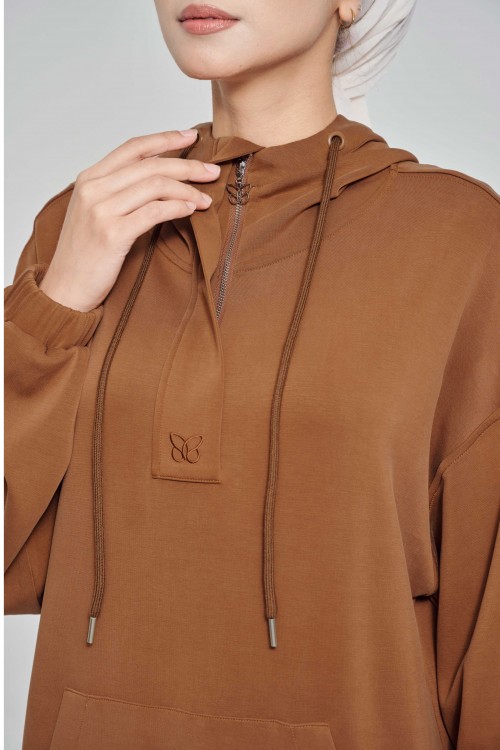 Youna Pullover With Skirt In Sepia Brown