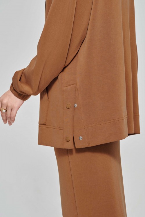 Youna Pullover With Skirt In Sepia Brown