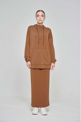 Youna Pullover With Skirt In Sepia Brown