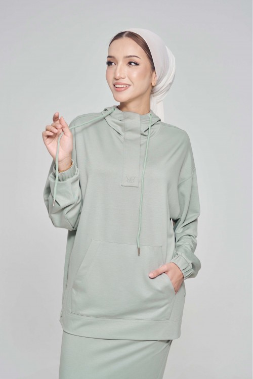 Youna Pullover With Skirt In Forest Sage
