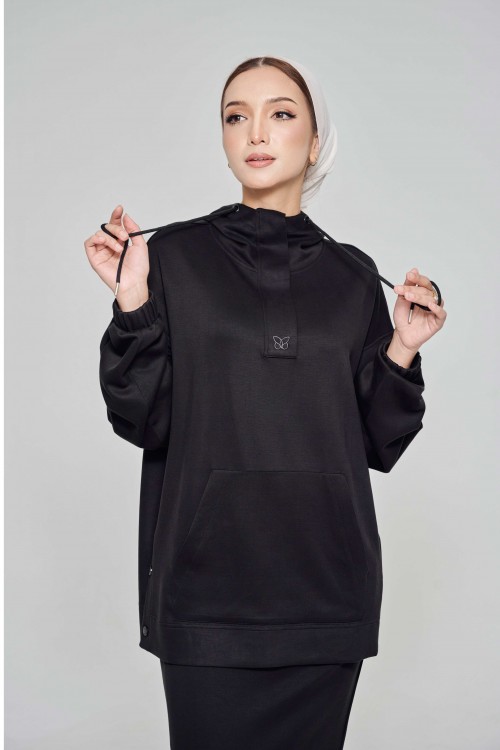 Youna Pullover With Skirt In Ebony Black