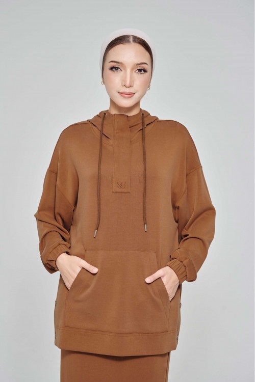 Youna Pullover With Skirt In Sepia Brown