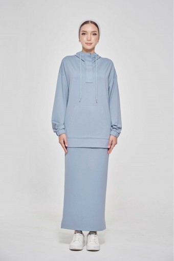 Youna Pullover With Skirt In Greyish Blue