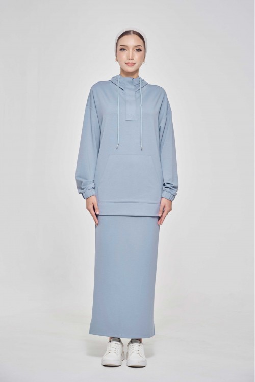 Youna Pullover With Skirt In Greyish Blue