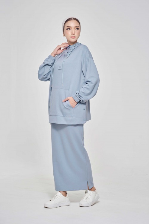Youna Pullover With Skirt In Greyish Blue