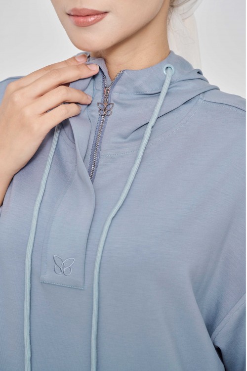 Youna Pullover With Skirt In Greyish Blue