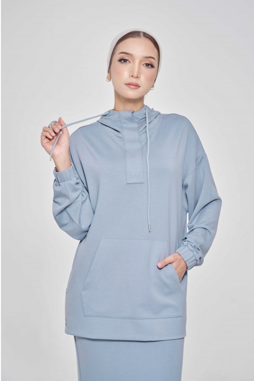 Youna Pullover With Skirt In Greyish Blue