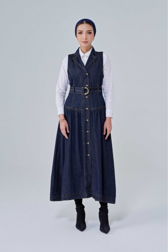 Roxanne Sleeveless Dress In Dark Blue