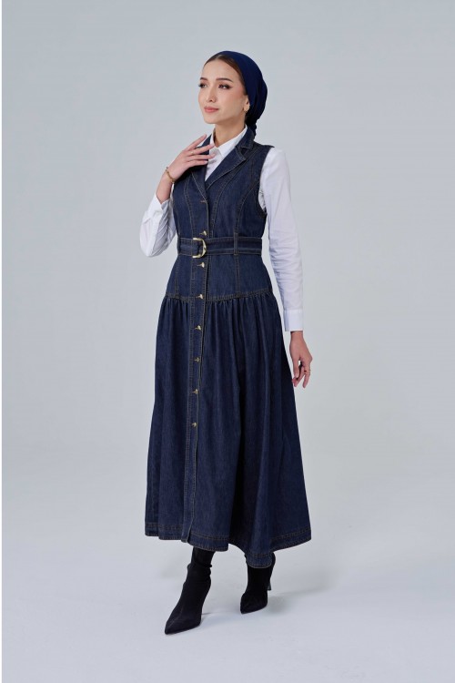 Roxanne Sleeveless Dress In Dark Blue