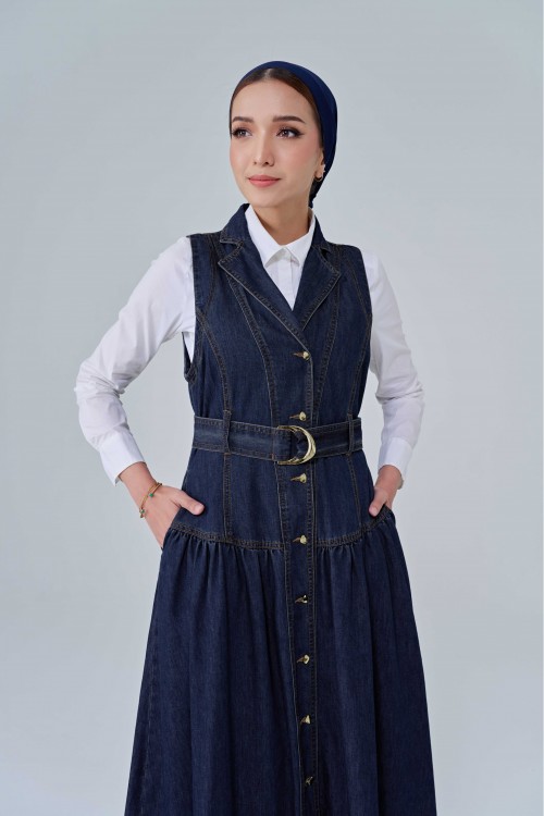 Roxanne Sleeveless Dress In Dark Blue