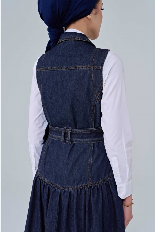 Roxanne Sleeveless Dress In Dark Blue