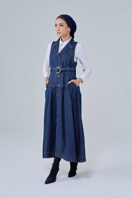 Roxanne Sleeveless Dress In Medium Blue