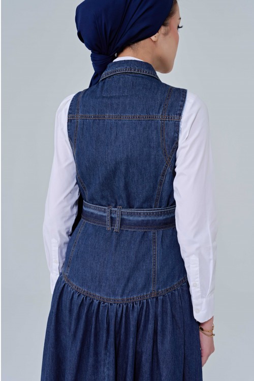 Roxanne Sleeveless Dress In Medium Blue