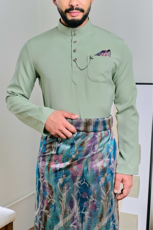 Baju Melayu Senna In Dusty Sage (5)