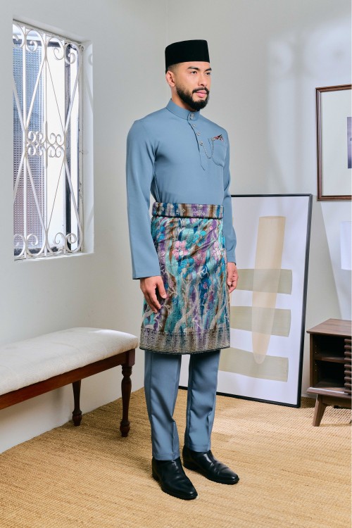 Baju Melayu Senna In Greyish Blue (63)