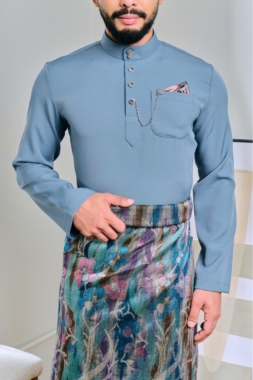 Baju Melayu Senna In Greyish Blue (63)