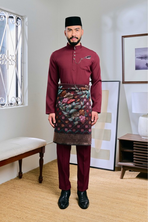 Baju Melayu Senna In Maroon (2)