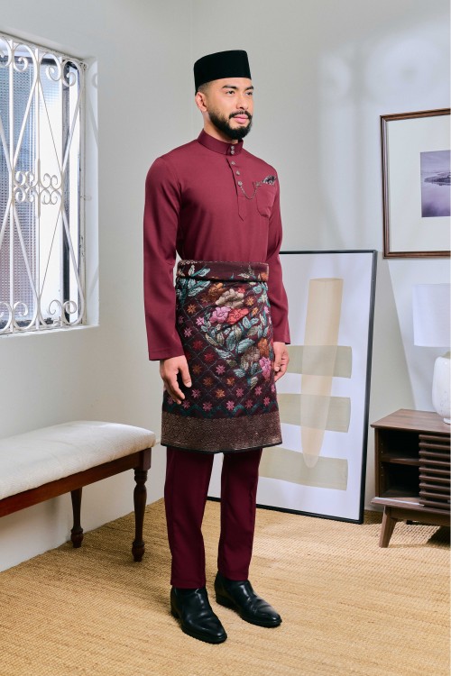 Baju Melayu Senna In Maroon (2)